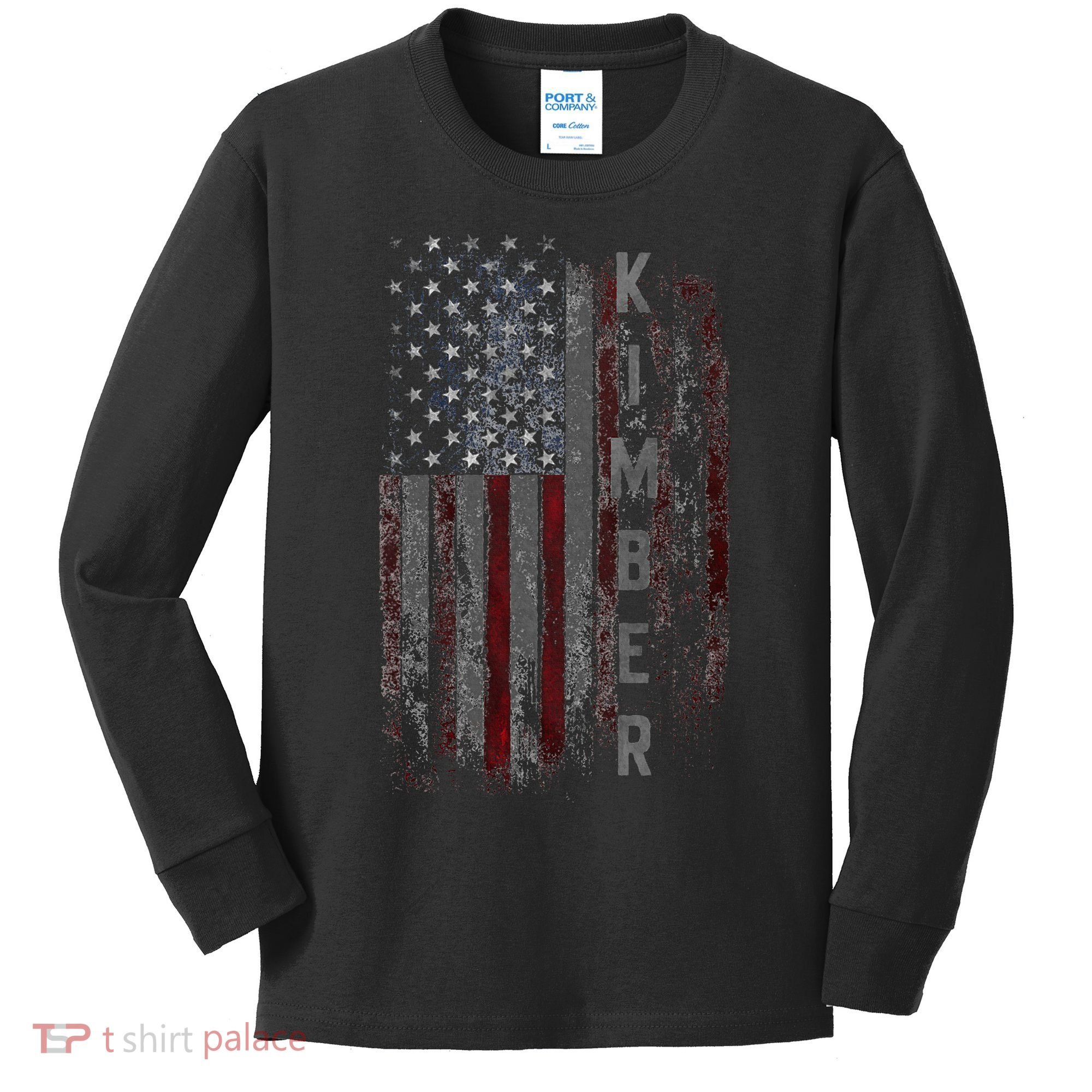 Kimber Family American Flag Kids Long Sleeve Shirt