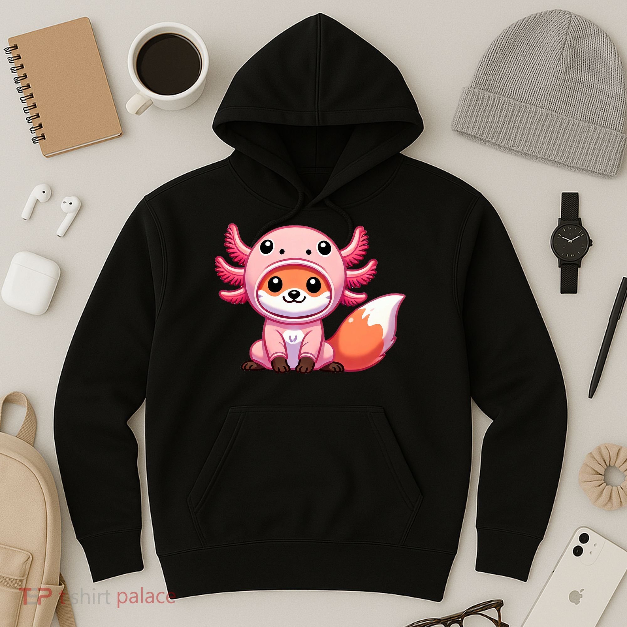 Kawaii Fox Axolotl Costume Hoodie