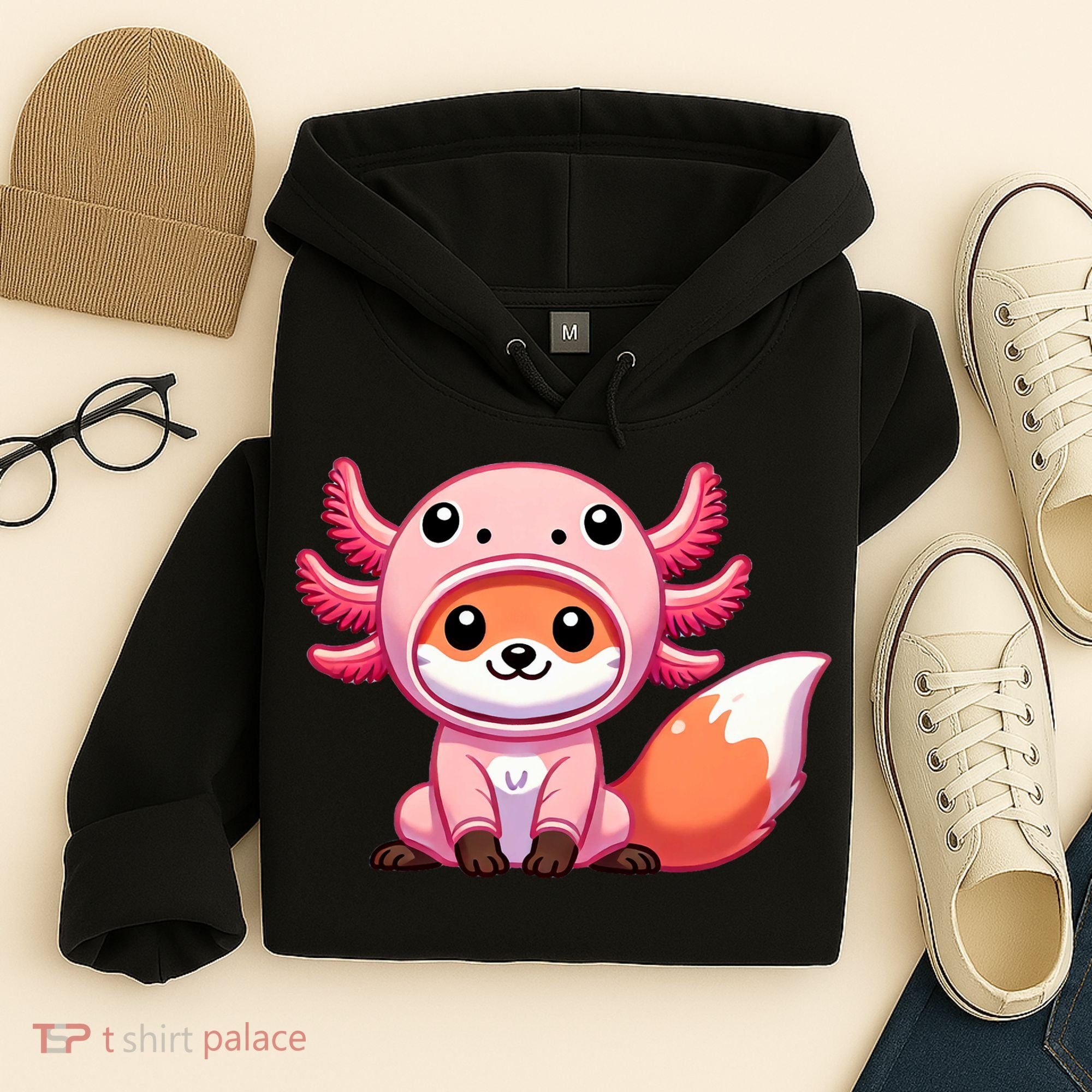 Kawaii Fox Axolotl Costume Hoodie