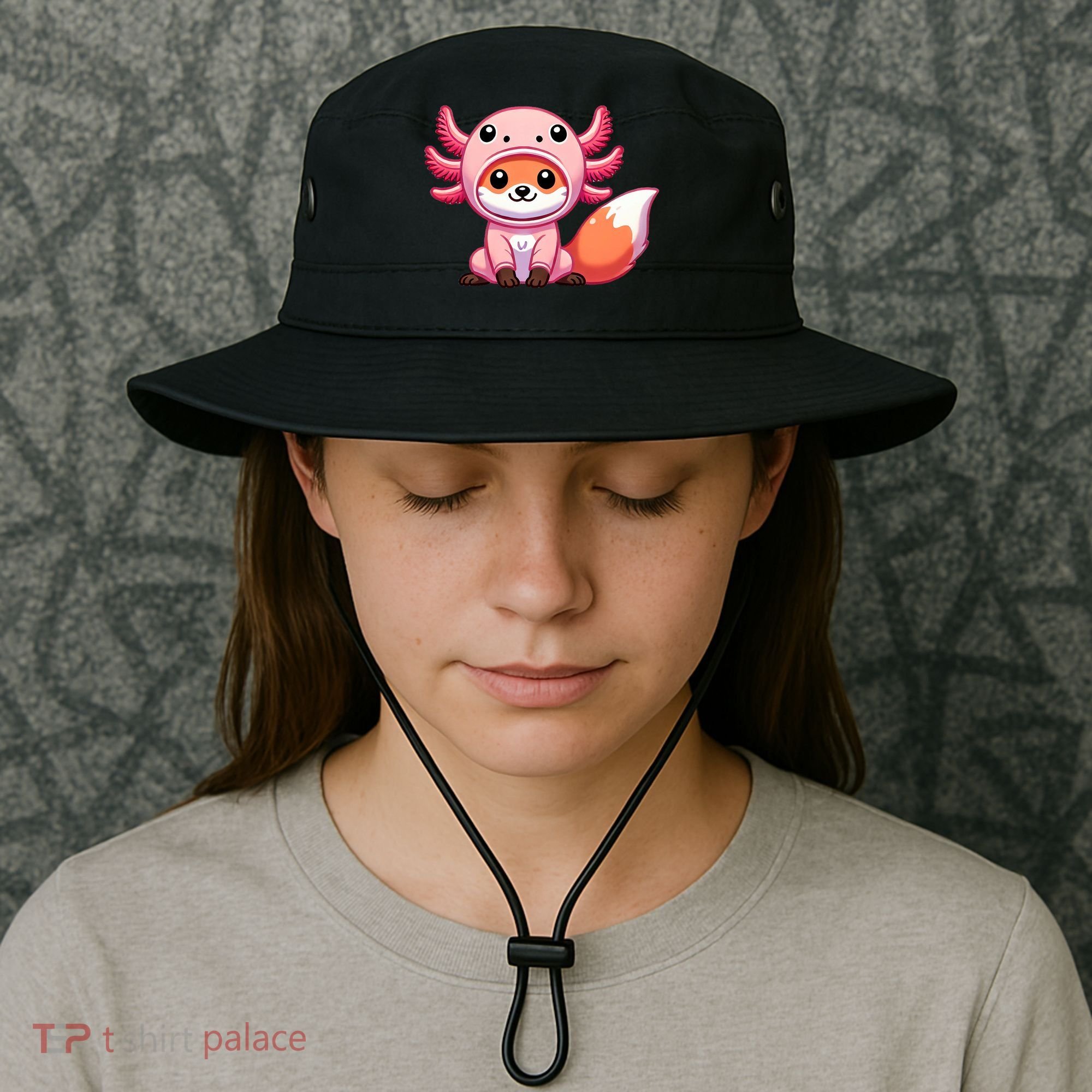 Kawaii Fox Axolotl Costume Bucket Hat