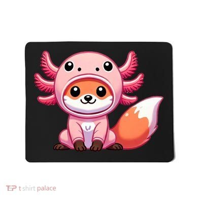 Kawaii Fox Axolotl Costume Mousepad