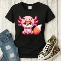 Kawaii Fox Axolotl Costume Women's T-Shirt thumb 3