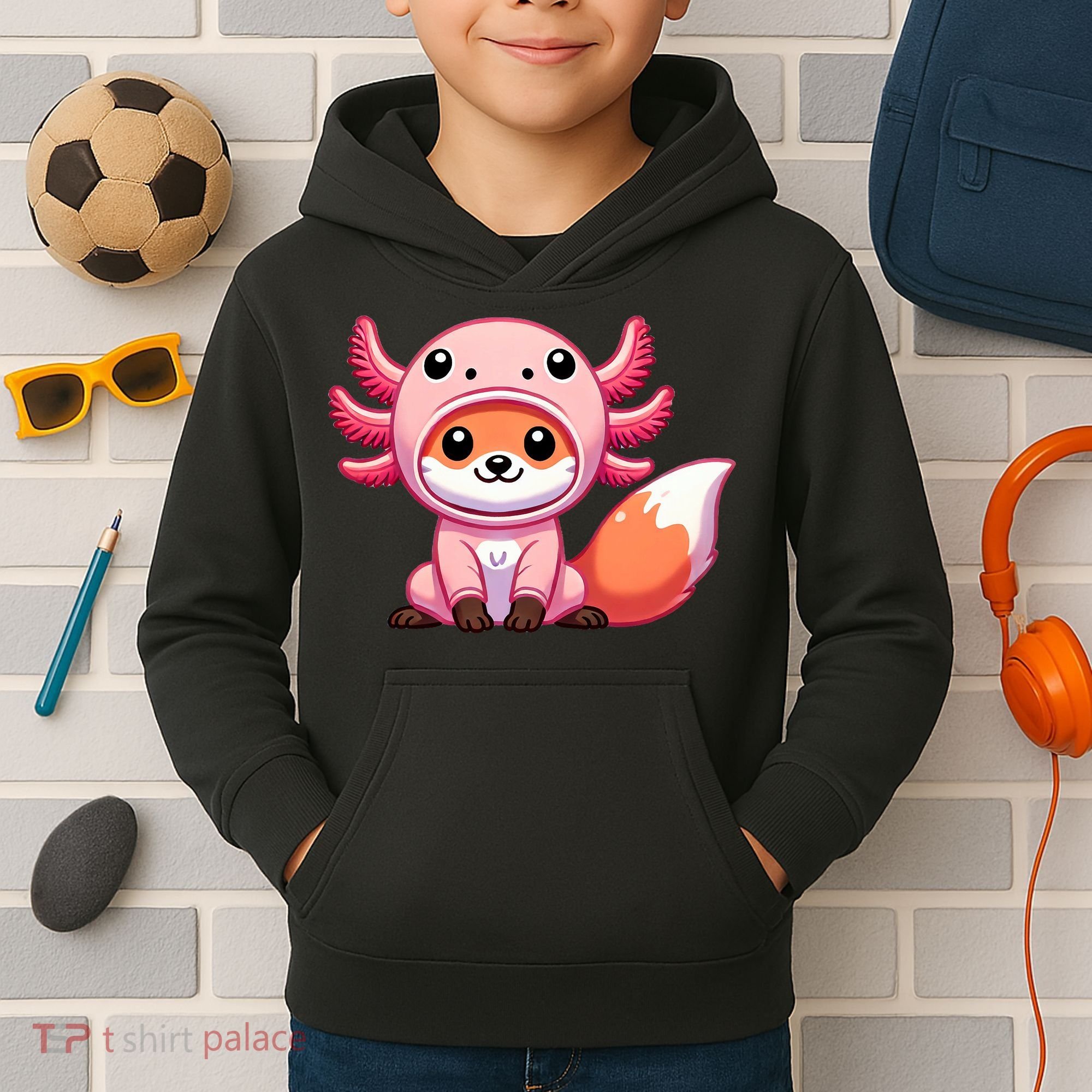 Kawaii Fox Axolotl Costume Kids Hoodie