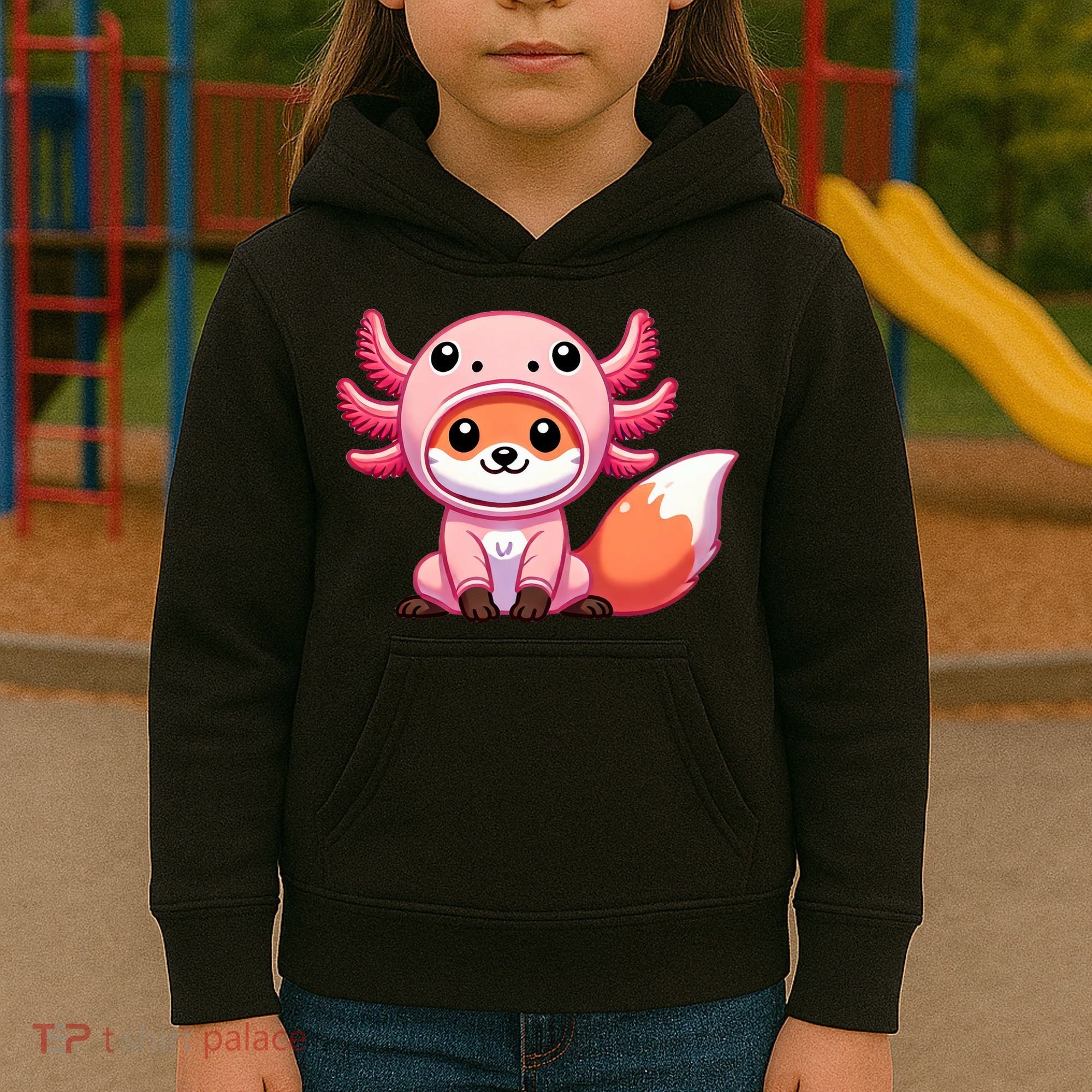 Kawaii Fox Axolotl Costume Kids Hoodie