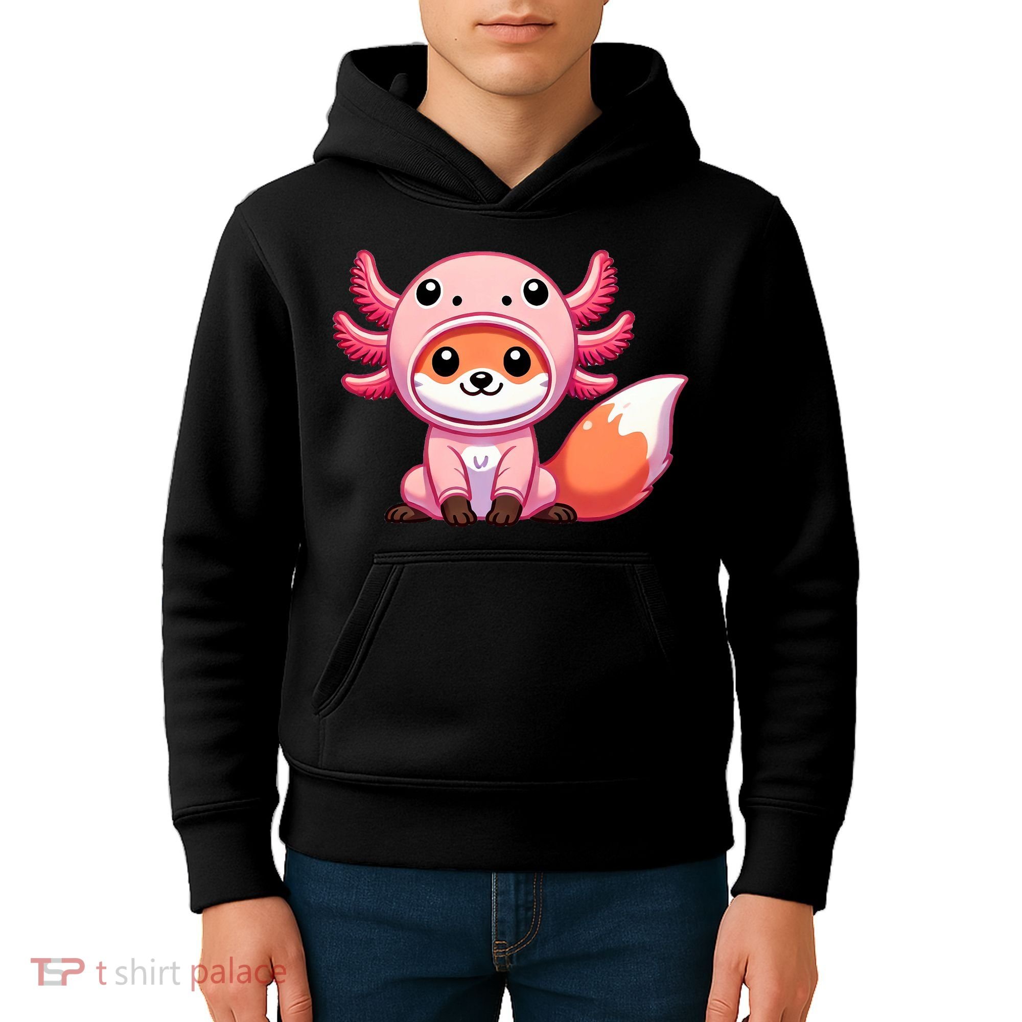Kawaii Fox Axolotl Costume Kids Hoodie
