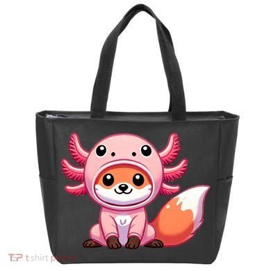 Kawaii Fox Axolotl Costume Tote Bag