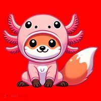 Kawaii Fox Axolotl Costume Santa Hat thumb 1
