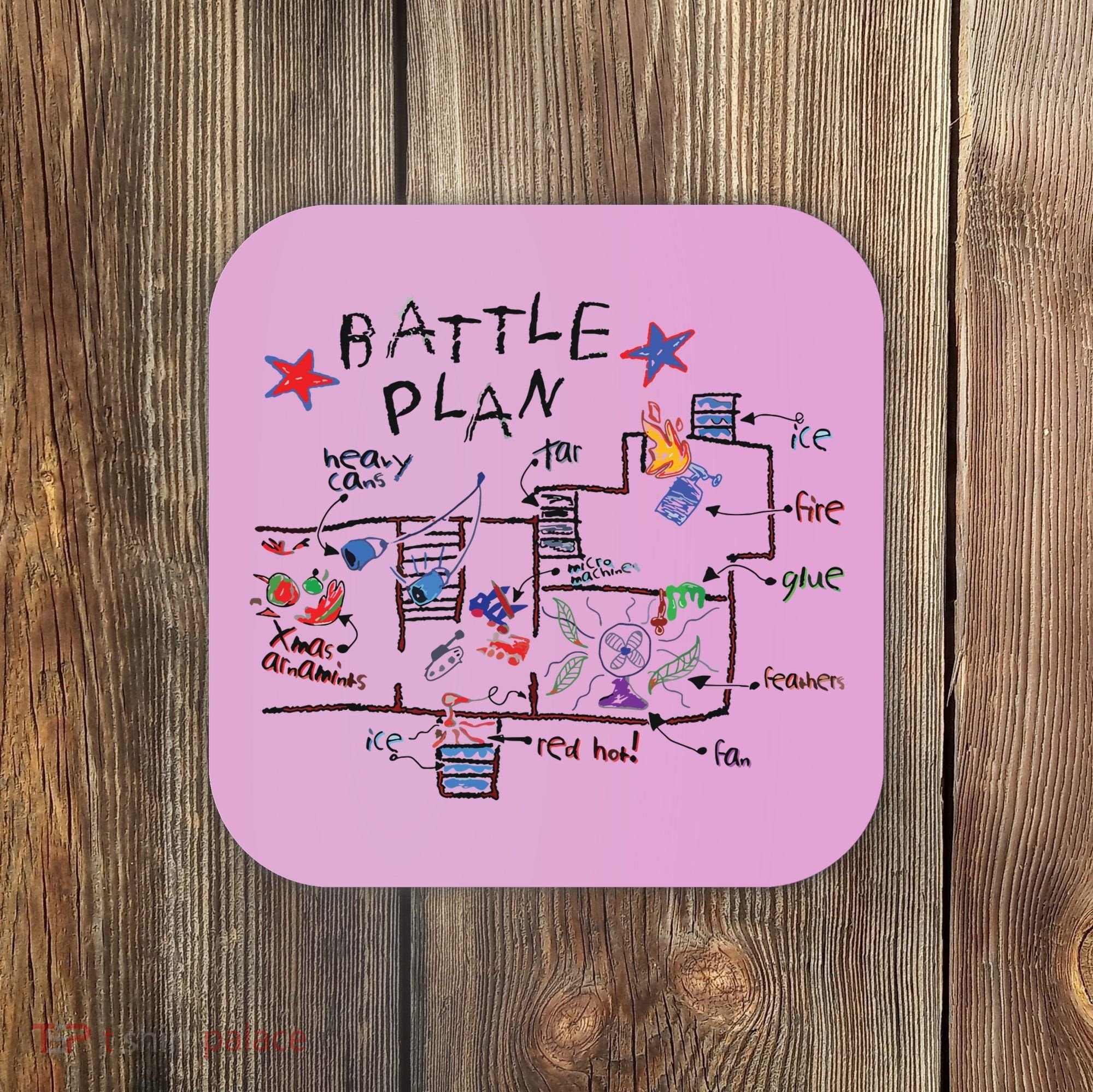 Kids Funny Battle Plan Christmas Home Hand Dawn Alone Xmas Coaster