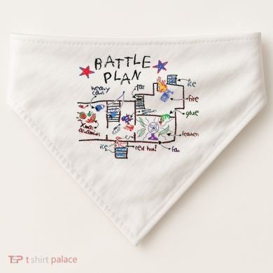 Kids Funny Battle Plan Christmas Home Hand Dawn Alone Xmas USA-Made Doggie Bandana