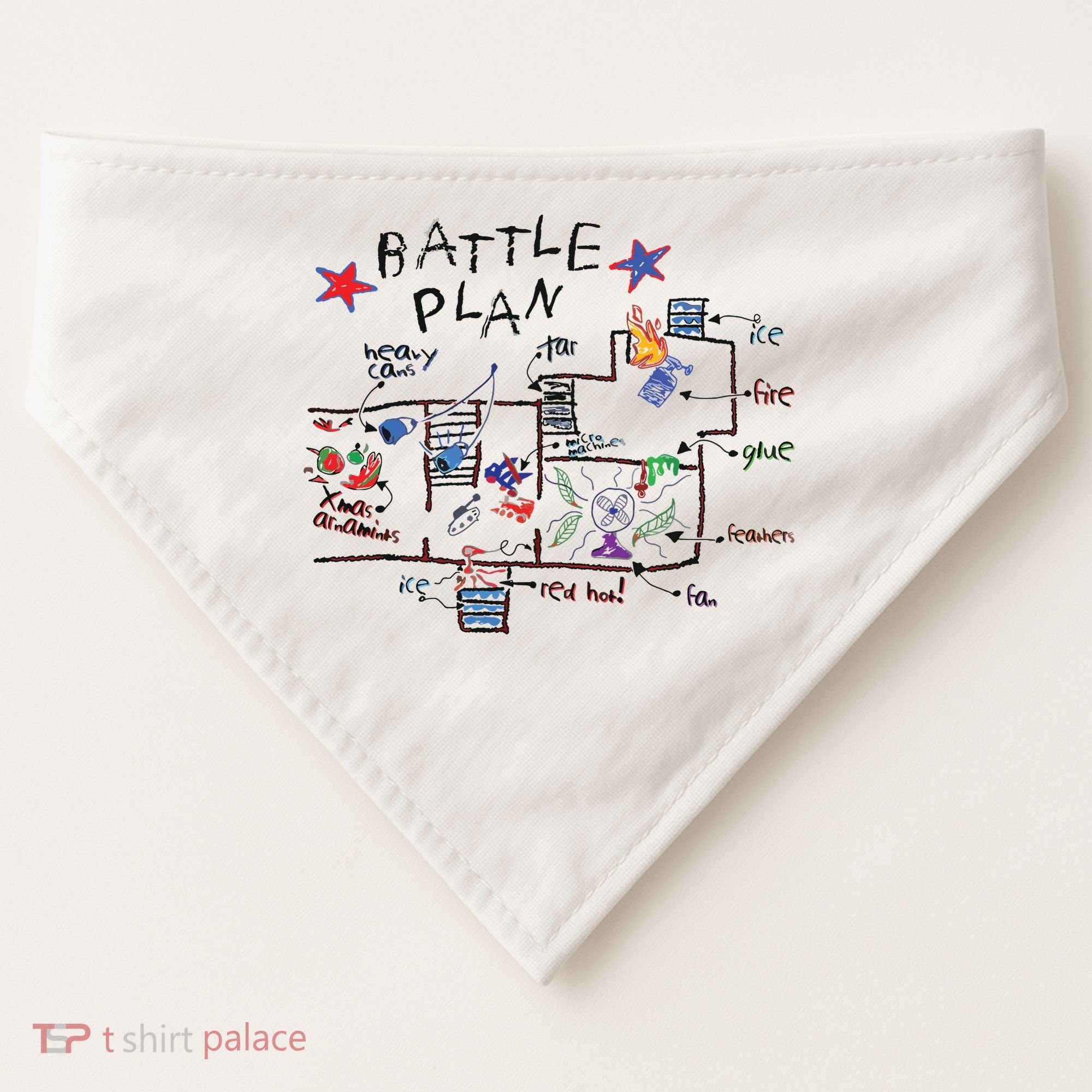 Kids Funny Battle Plan Christmas Home Hand Dawn Alone Xmas USA-Made Doggie Bandana