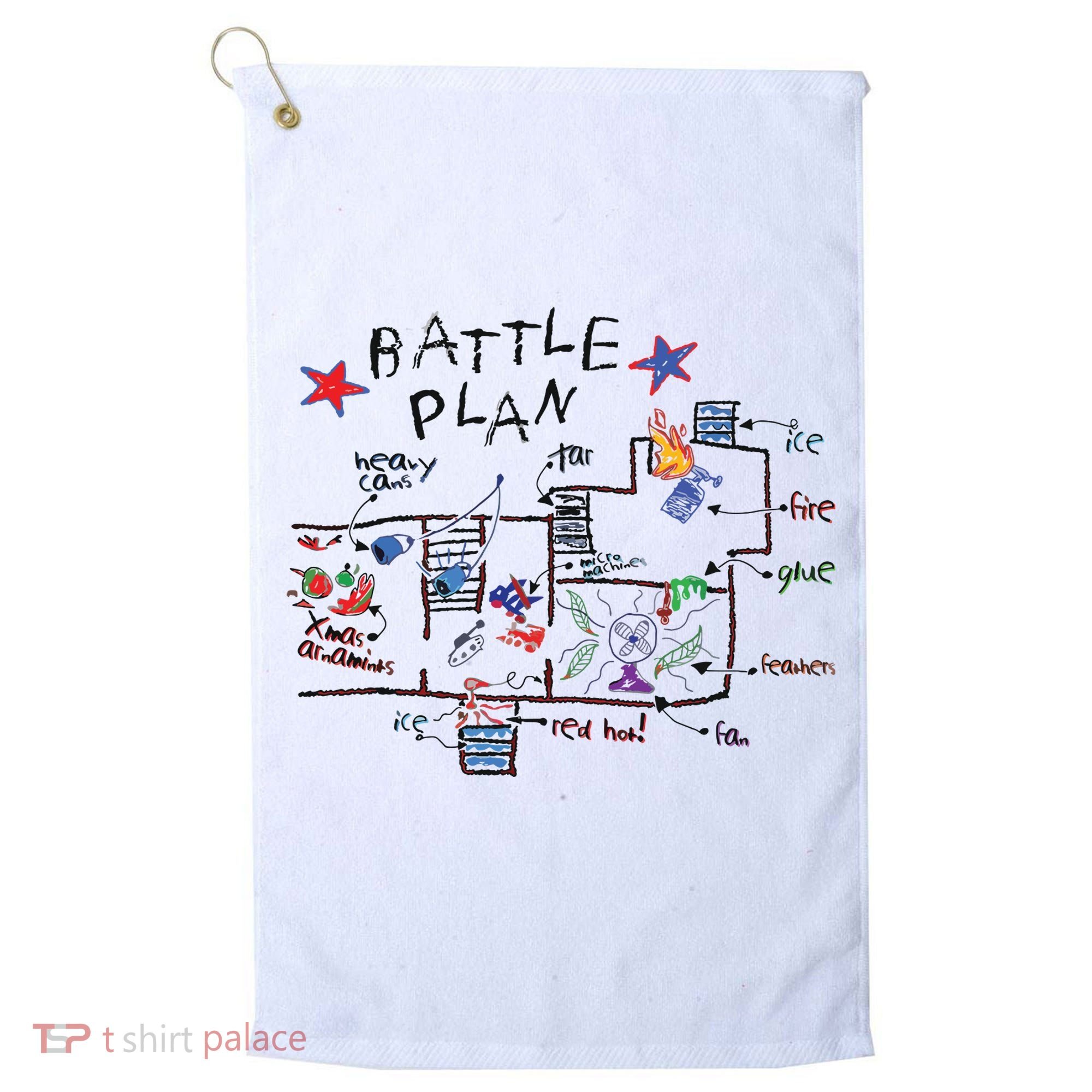 Kids Funny Battle Plan Christmas Home Hand Dawn Alone Xmas Golf Towel