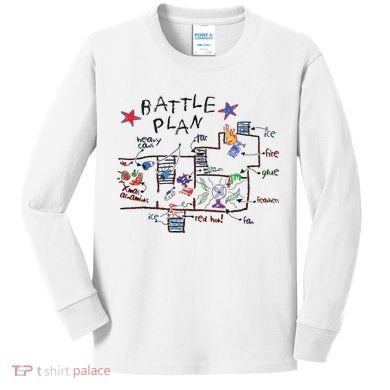 Kids Funny Battle Plan Christmas Home Hand Dawn Alone Xmas Kids Long Sleeve Shirt