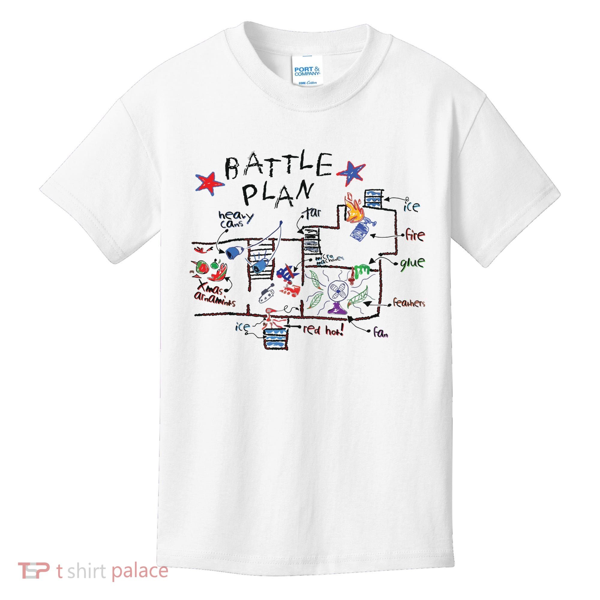 Kids Funny Battle Plan Christmas Home Hand Dawn Alone Xmas Kids T-Shirt