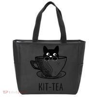 KitTea Funny Cat Lover Gift, Cute Black Cat Tote Bag thumb 0