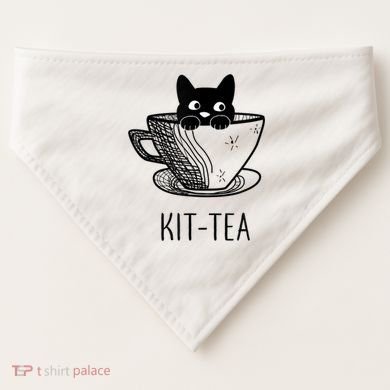 KitTea Funny Cat Lover Gift, Cute Black Cat USA-Made Doggie Bandana