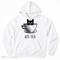 KitTea Funny Cat Lover Gift, Cute Black Cat Hoodie thumb 0