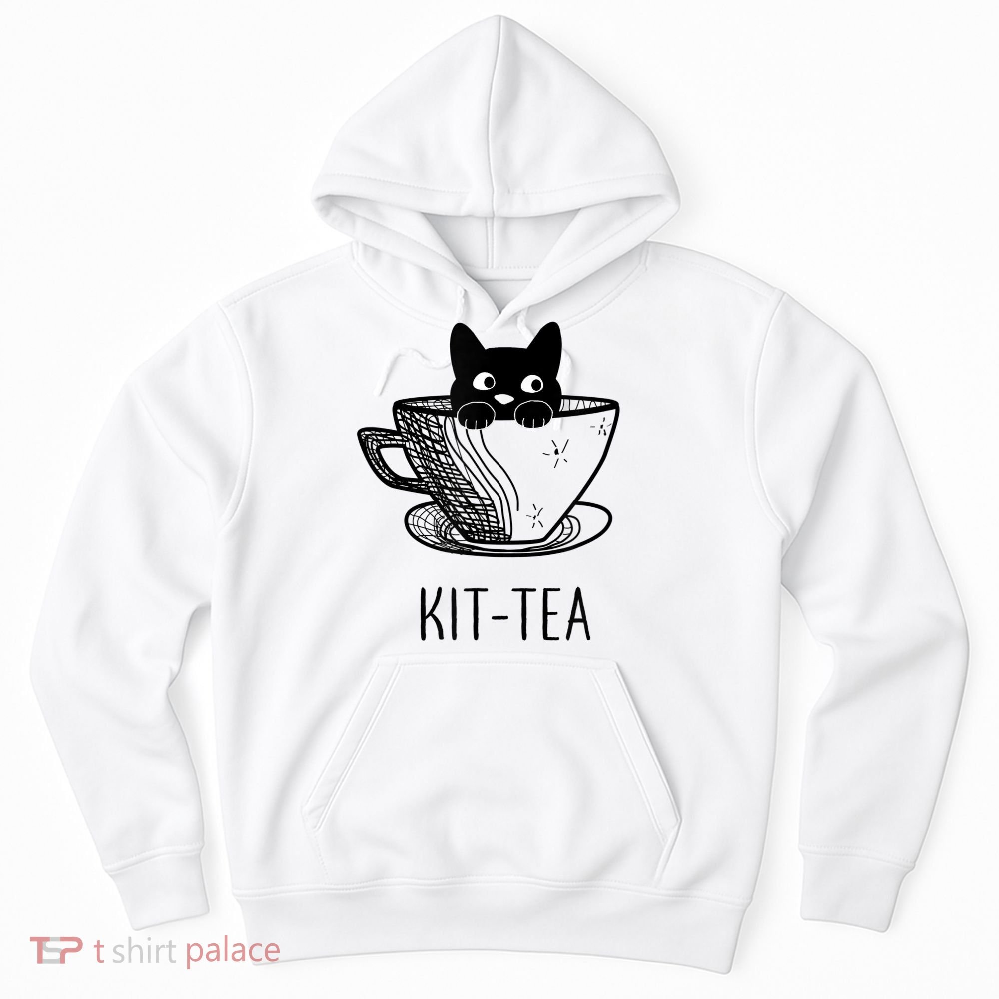 KitTea Funny Cat Lover Gift, Cute Black Cat Hoodie