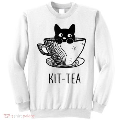 KitTea Funny Cat Lover Gift, Cute Black Cat Sweatshirt