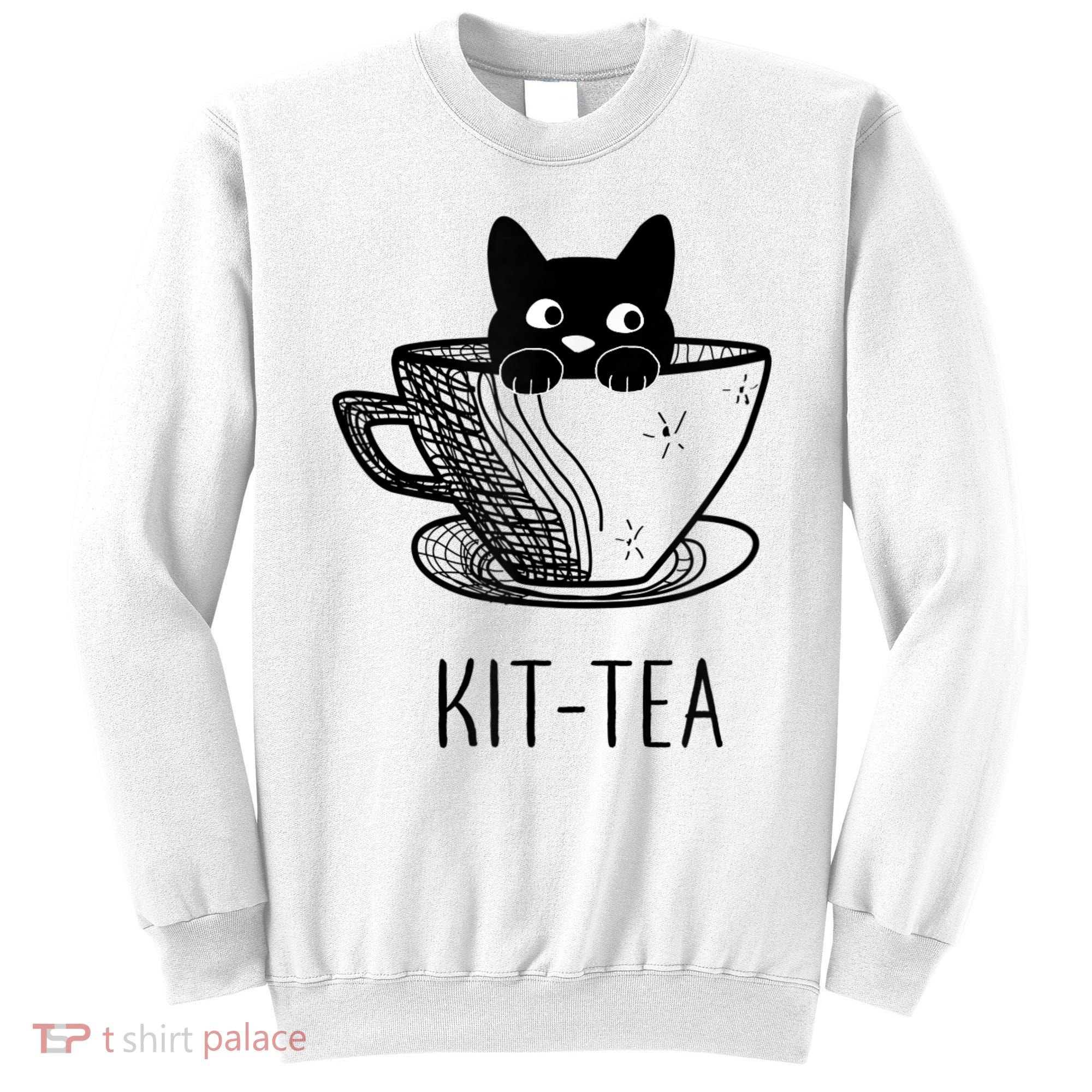 KitTea Funny Cat Lover Gift, Cute Black Cat Sweatshirt