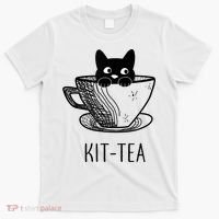 KitTea Funny Cat Lover Gift, Cute Black Cat T-Shirt thumb 0