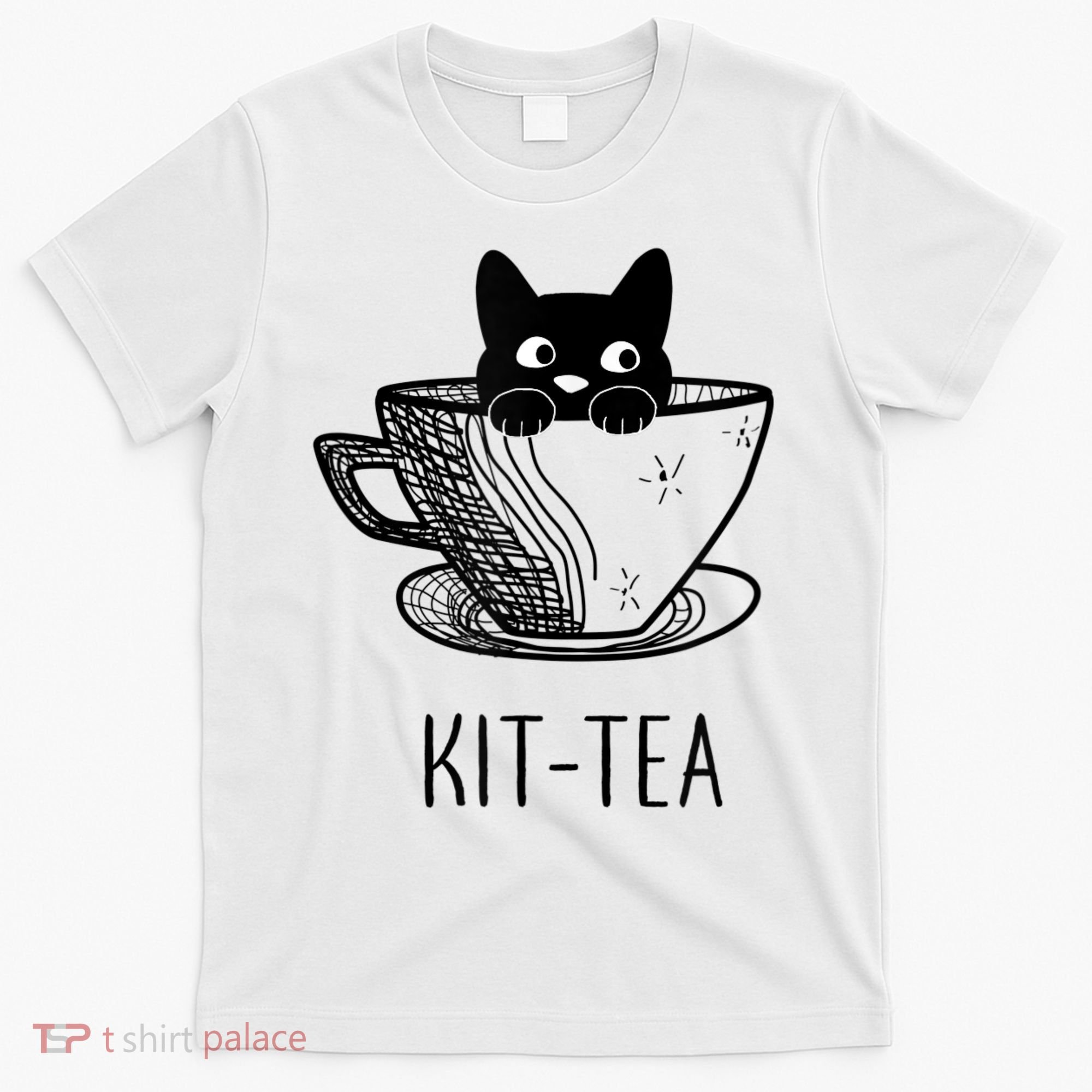 KitTea Funny Cat Lover Gift, Cute Black Cat T-Shirt