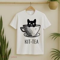 KitTea Funny Cat Lover Gift, Cute Black Cat T-Shirt thumb 2