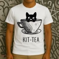KitTea Funny Cat Lover Gift, Cute Black Cat T-Shirt thumb 3