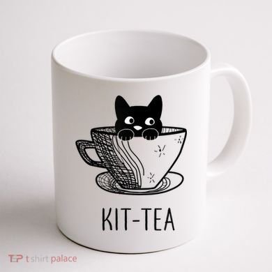 KitTea Funny Cat Lover Gift, Cute Black Cat Coffee Mug back