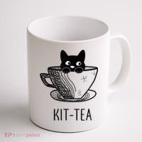 KitTea Funny Cat Lover Gift, Cute Black Cat Coffee Mug thumb 1