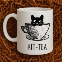 KitTea Funny Cat Lover Gift, Cute Black Cat Coffee Mug thumb 2