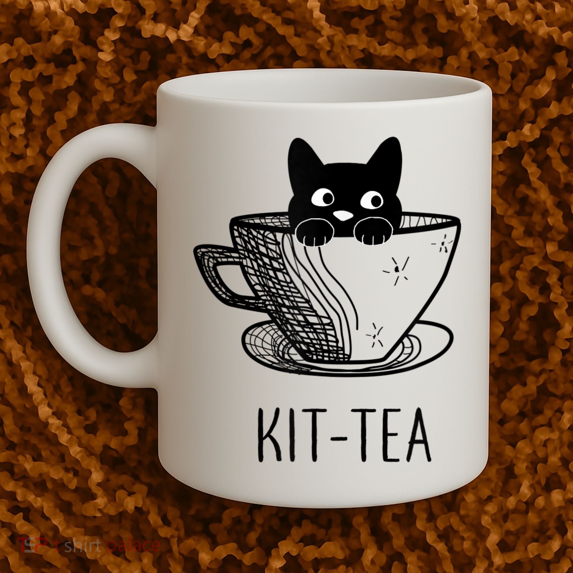 KitTea Funny Cat Lover Gift, Cute Black Cat Coffee Mug