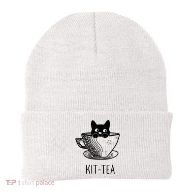 KitTea Funny Cat Lover Gift, Cute Black Cat Beanie