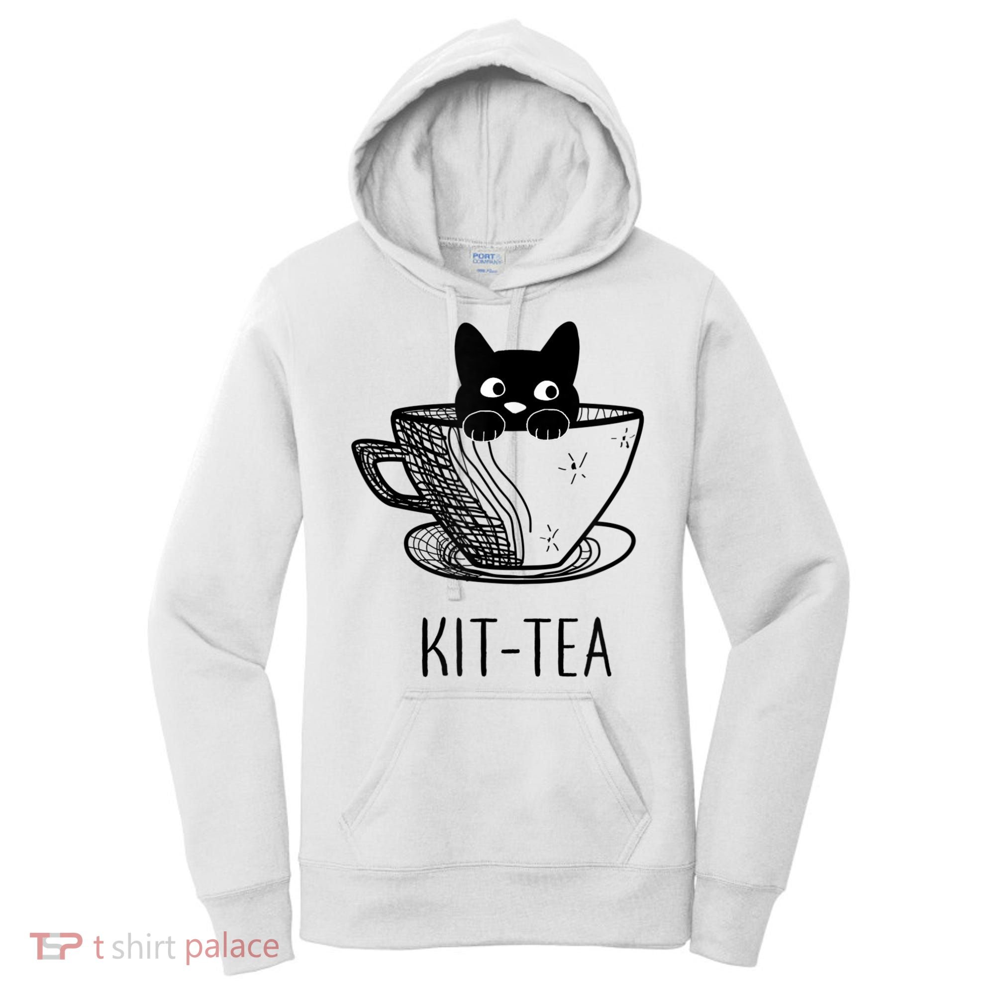 KitTea Funny Cat Lover Gift, Cute Black Cat Women's Hoodie