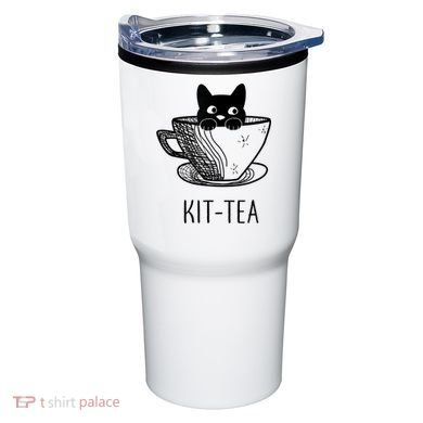 KitTea Funny Cat Lover Gift, Cute Black Cat Tumbler