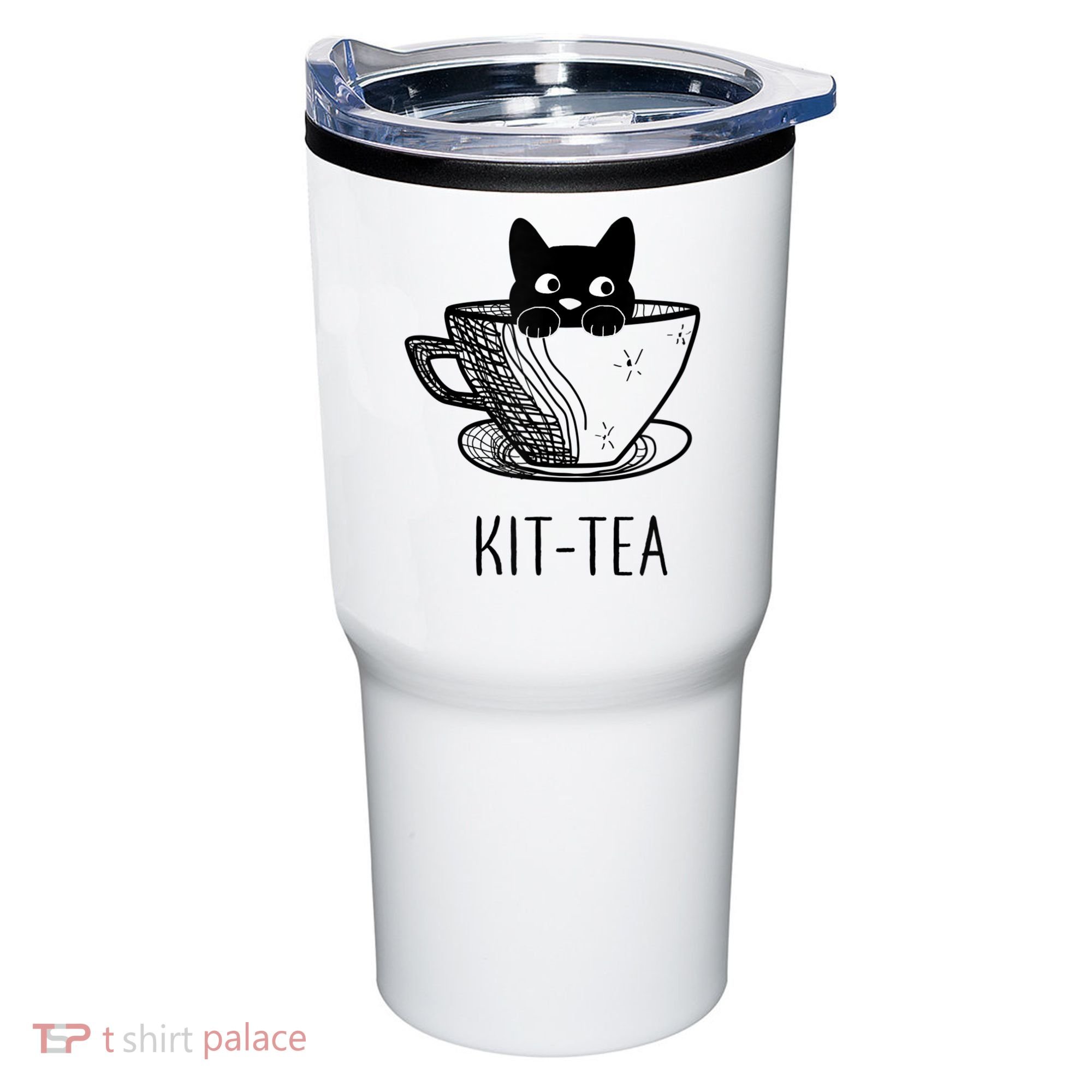 KitTea Funny Cat Lover Gift, Cute Black Cat Tumbler