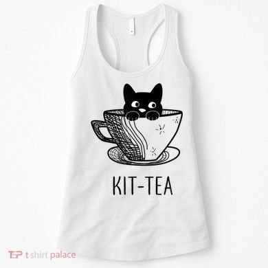 KitTea Funny Cat Lover Gift, Cute Black Cat Women's Tank Top