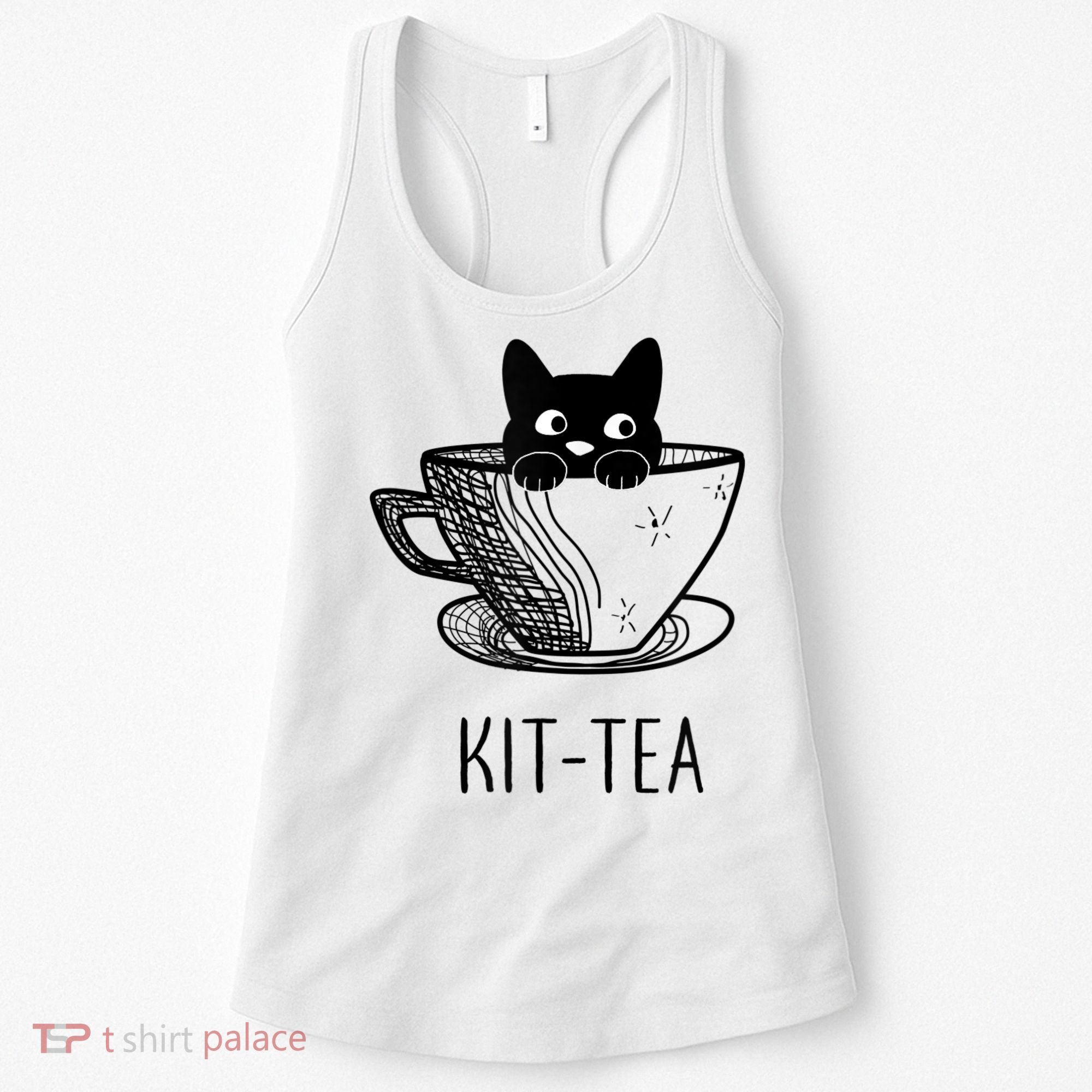 KitTea Funny Cat Lover Gift, Cute Black Cat Women's Tank Top