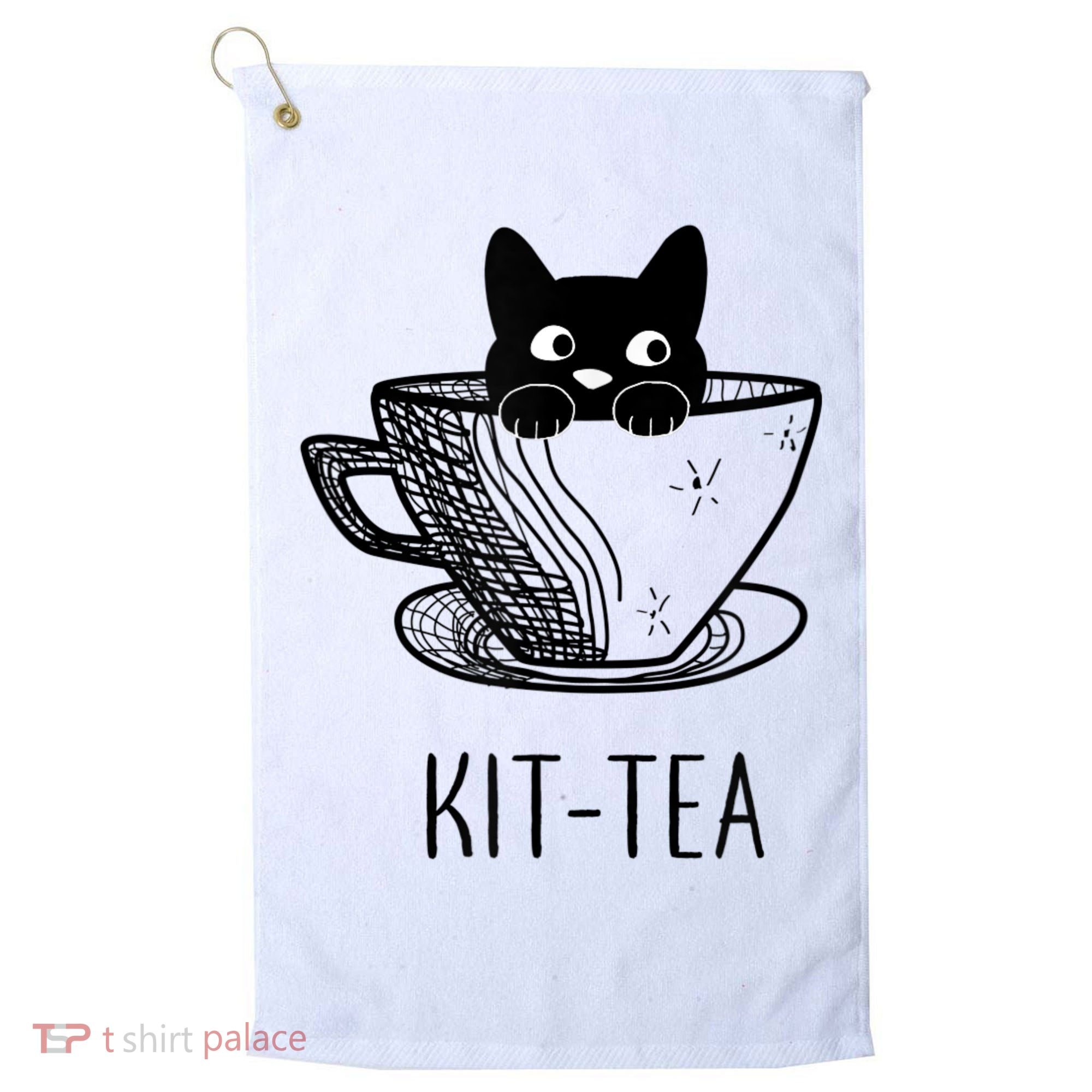 KitTea Funny Cat Lover Gift, Cute Black Cat Golf Towel