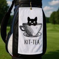 KitTea Funny Cat Lover Gift, Cute Black Cat Golf Towel thumb 2