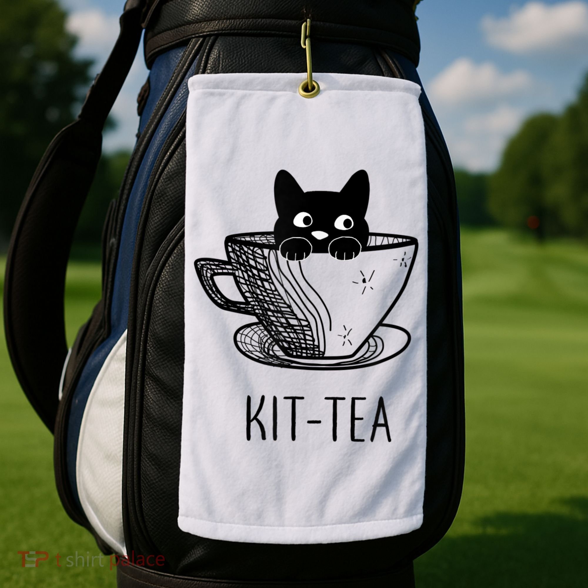 KitTea Funny Cat Lover Gift, Cute Black Cat Golf Towel