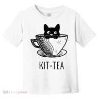 KitTea Funny Cat Lover Gift, Cute Black Cat Toddler T-Shirt thumb 0