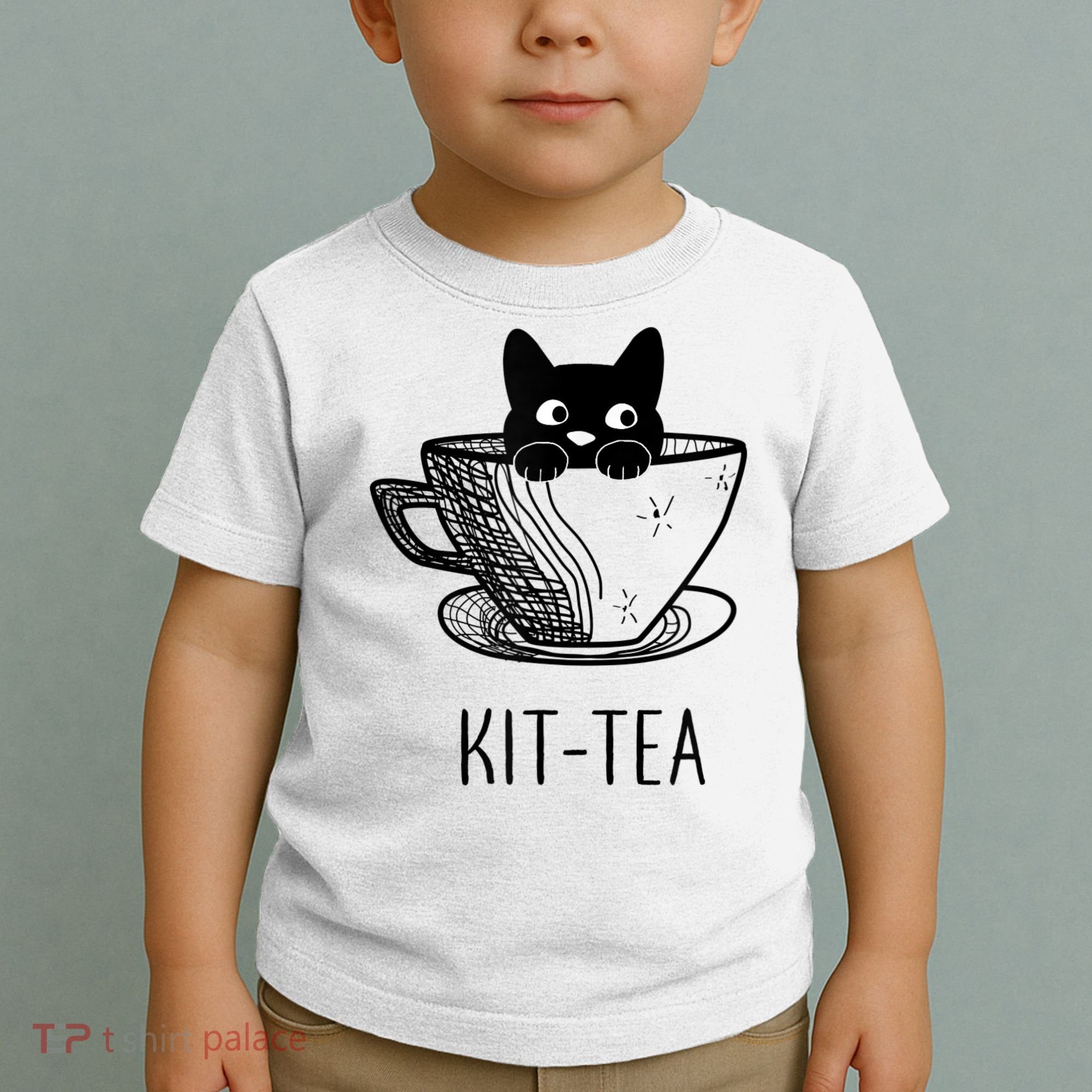 KitTea Funny Cat Lover Gift, Cute Black Cat Toddler T-Shirt