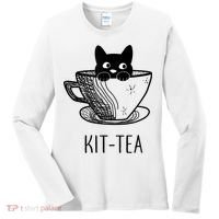 KitTea Funny Cat Lover Gift, Cute Black Cat Women's Long Sleeve Shirt thumb 0