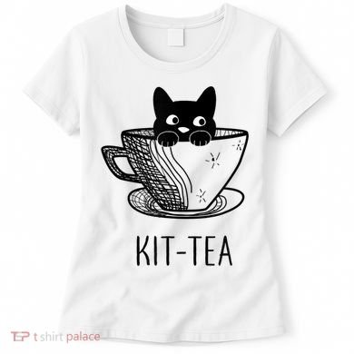 KitTea Funny Cat Lover Gift, Cute Black Cat Women's T-Shirt