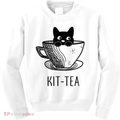KitTea Funny Cat Lover Gift, Cute Black Cat Kids Sweatshirt