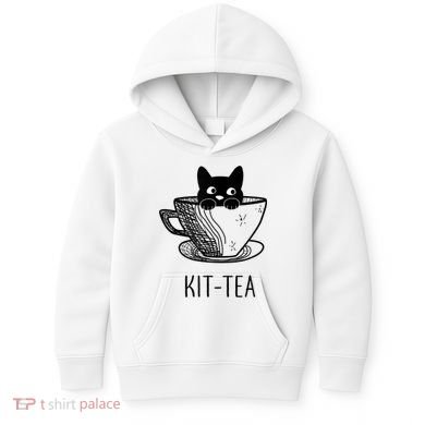 KitTea Funny Cat Lover Gift, Cute Black Cat Kids Hoodie