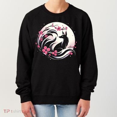 Kitsune Fox Cherry Blossom Flowers Japanese Nine Tailed Fox Women's Sweatshirt