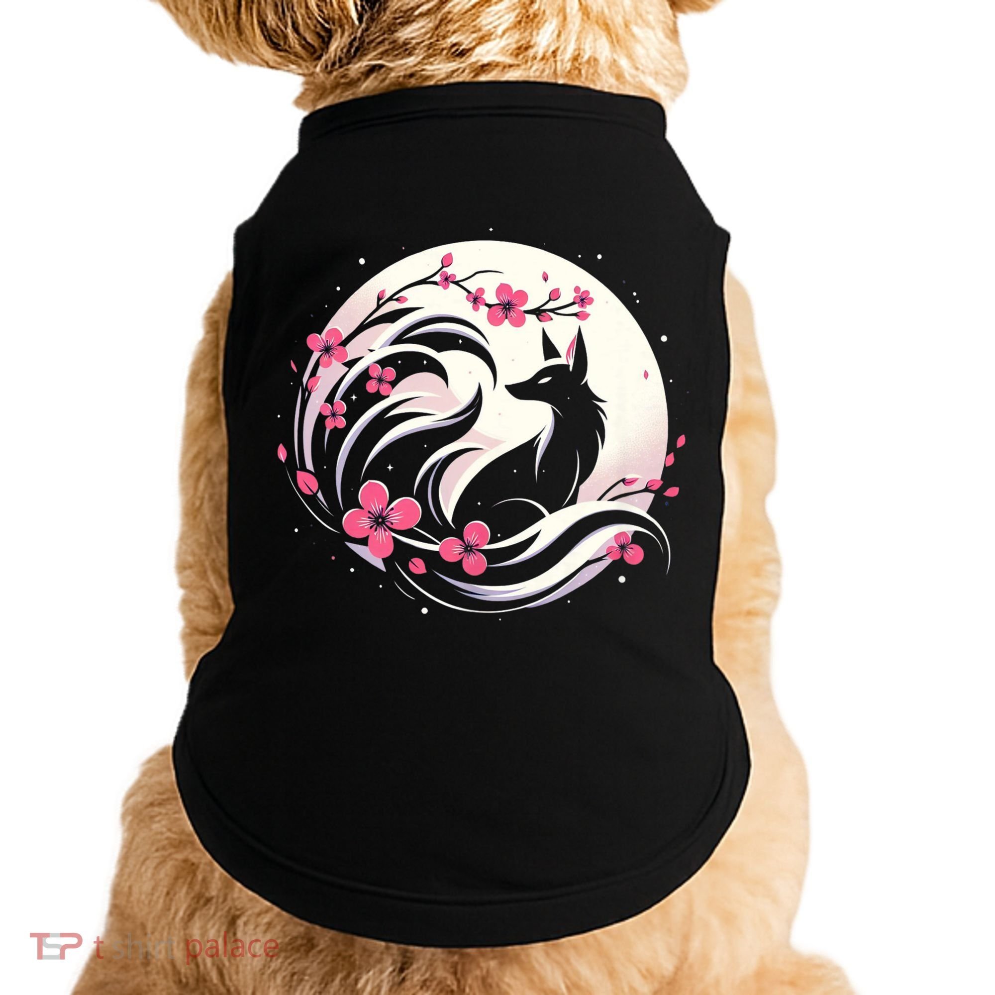 Kitsune Fox Cherry Blossom Flowers Japanese Nine Tailed Fox Doggie Tank