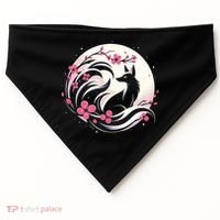 Kitsune Fox Cherry Blossom Flowers Japanese Nine Tailed Fox USA-Made Doggie Bandana thumb 0