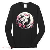Kitsune Fox Cherry Blossom Flowers Japanese Nine Tailed Fox Long Sleeve Shirt thumb 0